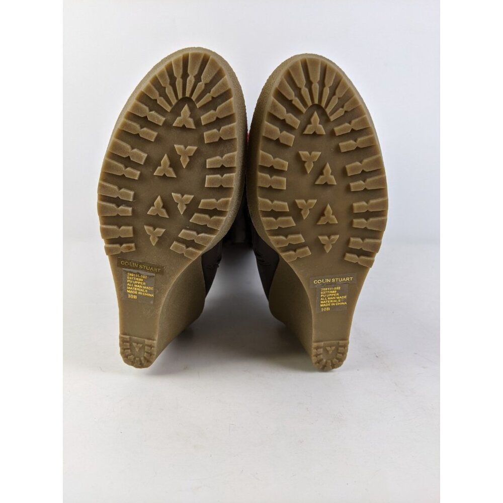 Colin Stuart Faux Fur Wedge Heel Womens Size 10B Brown Knee High Pink Laces - Picture 8 of 12